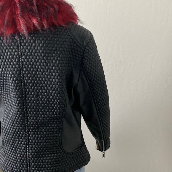 ii Sisters Zip-Up Moto Faux Leather & Faux Fur Jacket - Picture 7 of 16